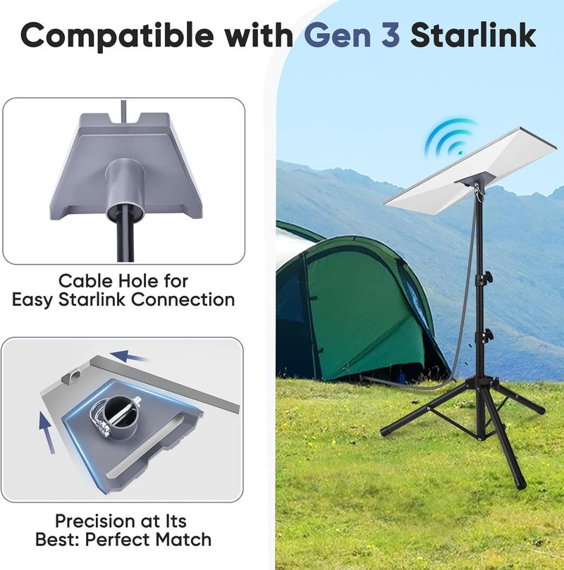 GADFISH Starlink Gen 3 Tripod, Adjustable Starlink Stand with Pipe Adapter, Starlink Standard Tripod Mount Gen 3, Starlink Ground Stand - Image 2